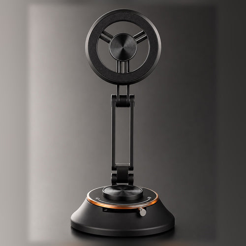 MASIQ magnetische telefoonhouder met vacuumzuignap, verstelbare arm en koperen ring op de voet